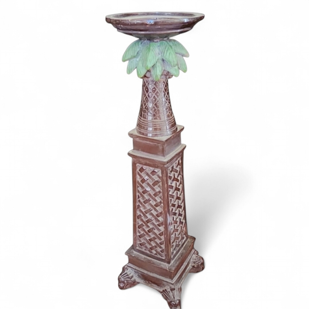 Tiki Palm Tree Pillar Candle Holder, Tall 19"